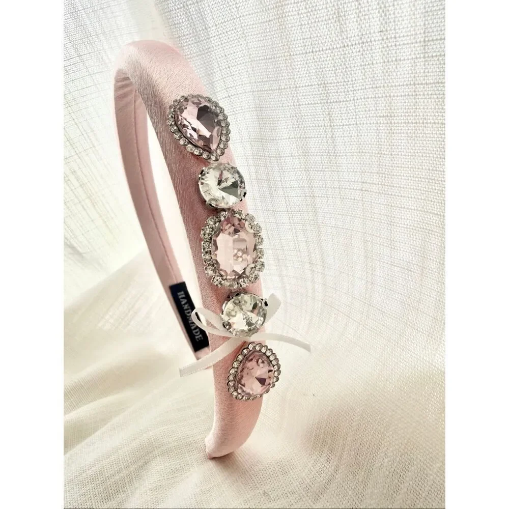 Blush Pink Embellished Headband | Handmade Look | Crystal Detail